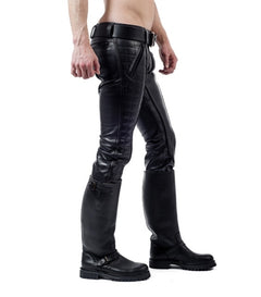 Luxury leather jeans with padding