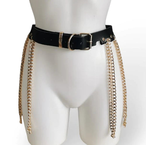 Leather Harness Set Bra &amp; Chain Skirt