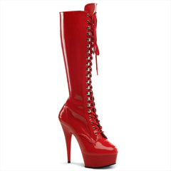 Patent platform boots with lacing