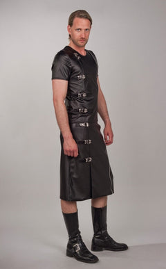 Faux leather t-shirt with buckles