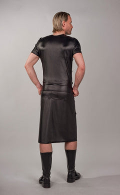 Faux leather t-shirt with buckles