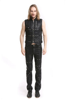 Faux leather vest with lacing