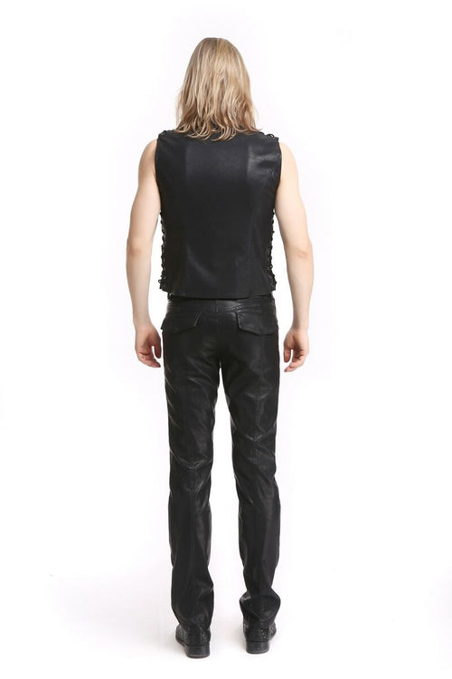 Faux leather vest with lacing