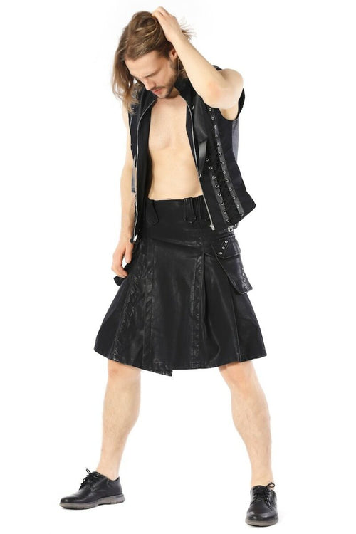 Faux leather kilt