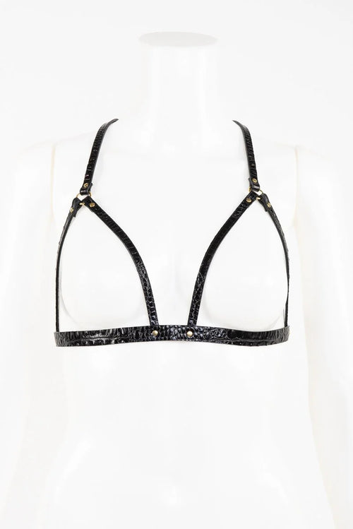 Patent Leather Harness Bra