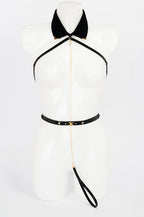 Patent leather harness with leash