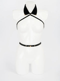 Patent leather harness with leash