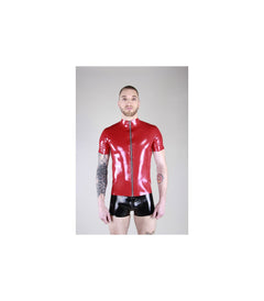 Latex Shirt mit Reißverschluss und Steifen