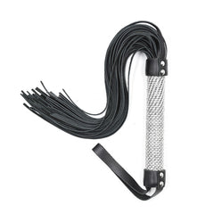 Leather flogger with rhinestone handle