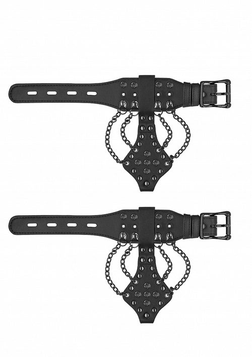 Faux leather handcuffs with rivets