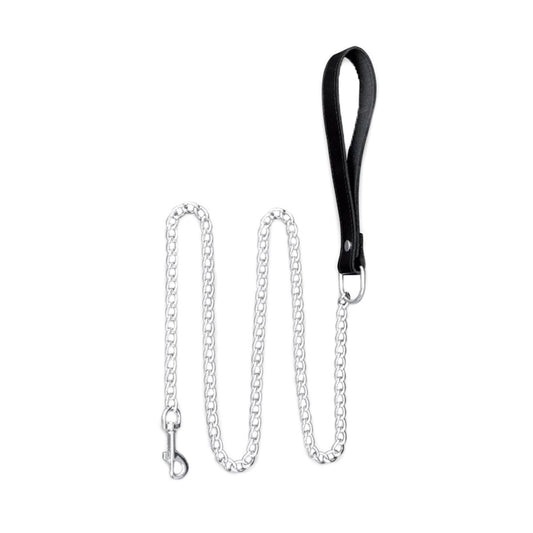 Chain leash with leather handle