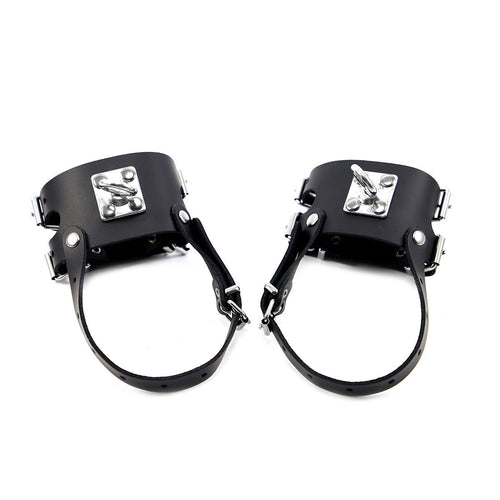 Leather ankle cuffs with heavy O-ring