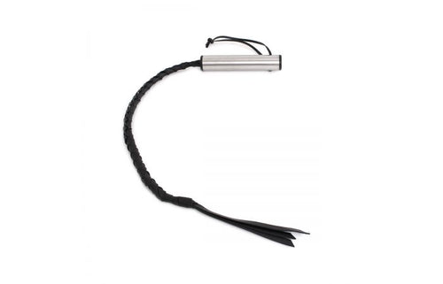 Braided leather whip with aluminum handle