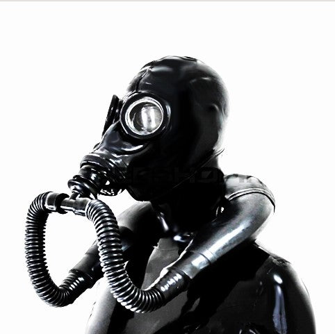 Latex gas mask with smell bag