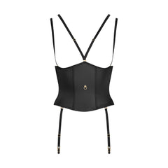 Leather look straps bodice breast-free