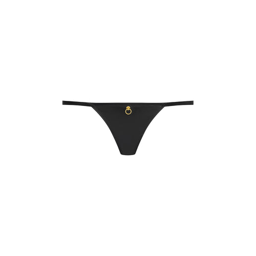 Leather look thong with ring of O