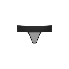 Leather look thong with tulle and ring of the O