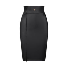 Leather look pencil skirt with zipper