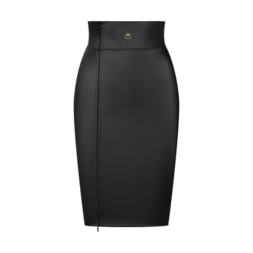 Leather look pencil skirt with zipper