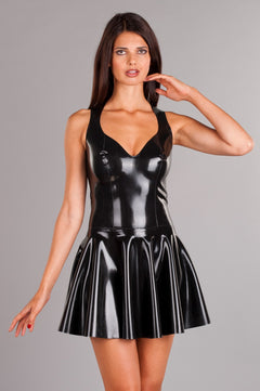 Latex mini dress on display