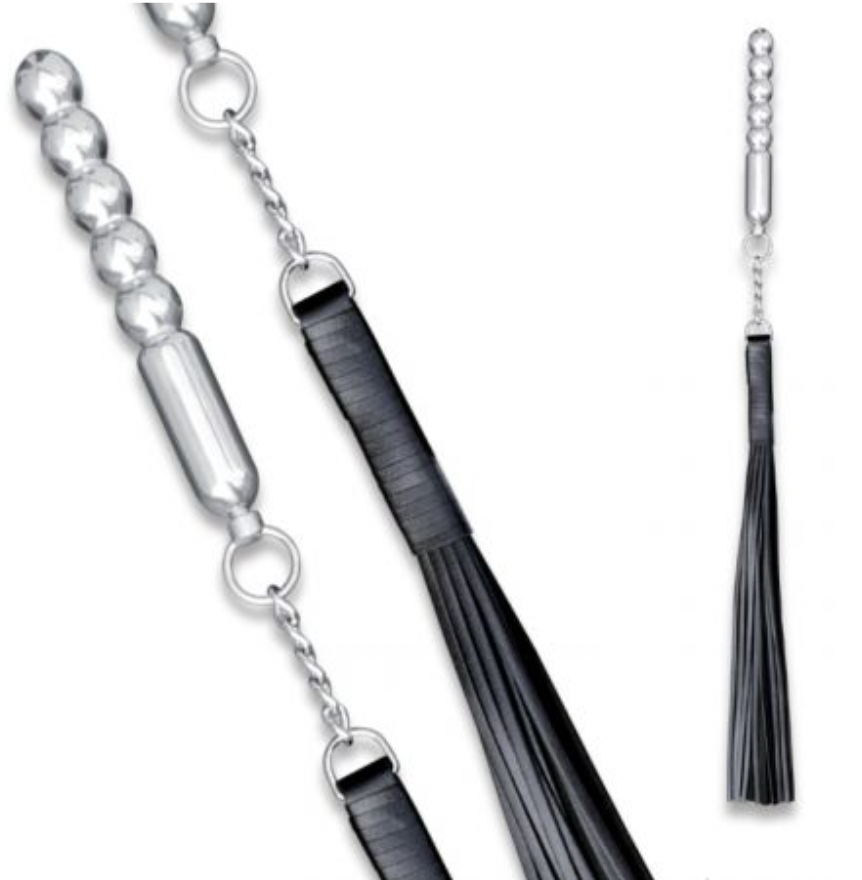 Rotating leather whip with aluminum dildo