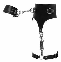 Suspender belt made of leather, adjustable