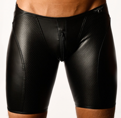 Faux leather cycling shorts