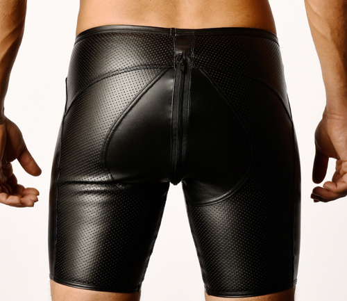 Faux leather cycling shorts