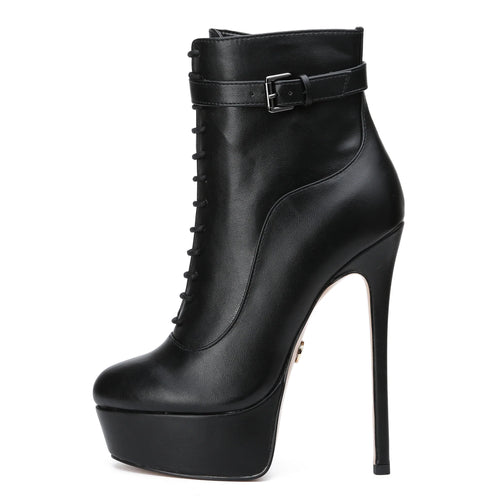 Faux leather platform ankle boot