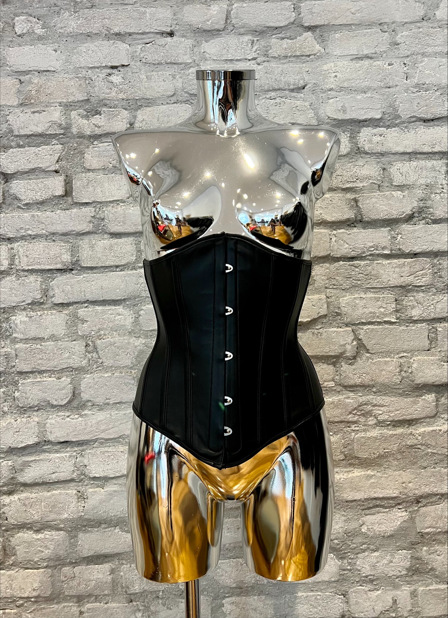 Leather underbust corset
