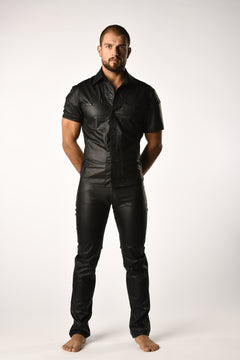 Leather look shirt