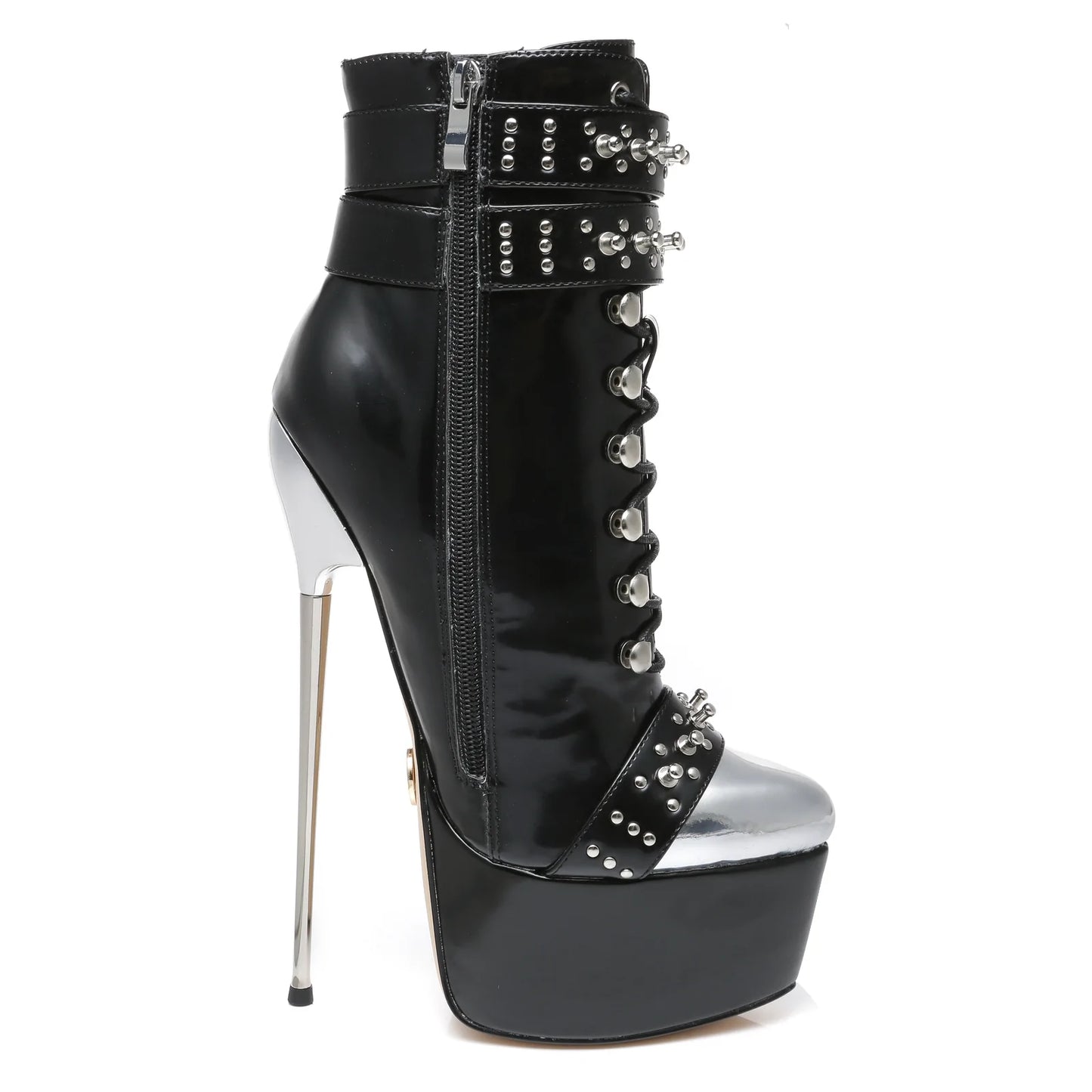 Platform ankle boots with rivets