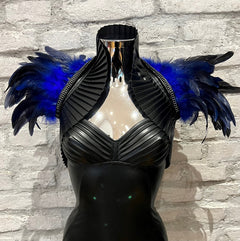 Feather collar with rhinestones