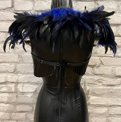 Feather collar with rhinestones