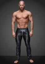 Wetlook pants with zipper