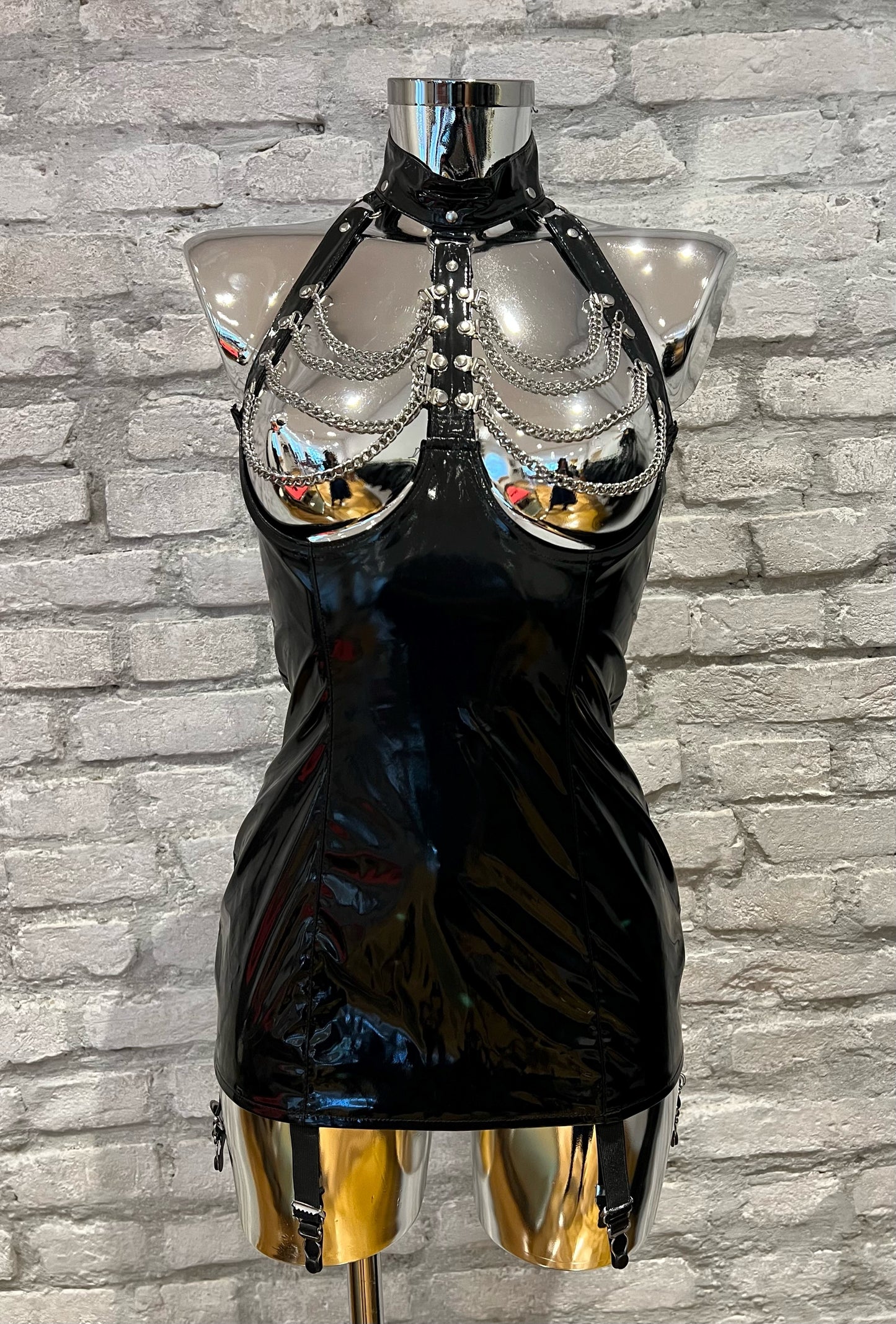 Vinyl corselet with chains