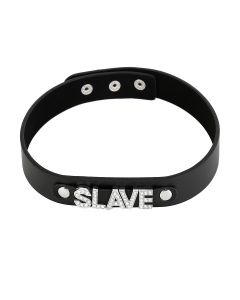 Halsband mit Strassbuchstaben "Slave"