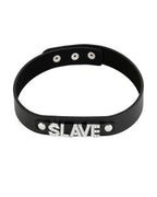 Collar with rhinestone letters "Slave"