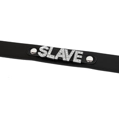 Collar with rhinestone letters "Slave"