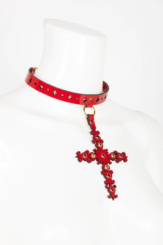 Patent leather cross chain