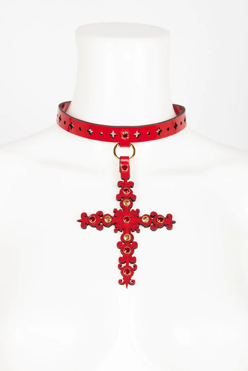 Patent leather cross chain