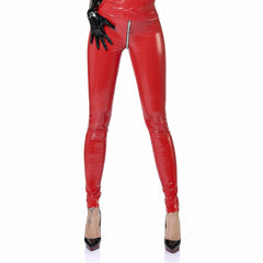 Vinyl leggings with zipper